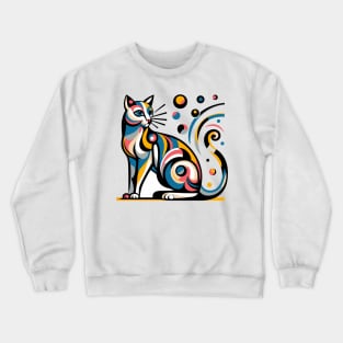 Pop art cat illustration. cubism cat illustration Crewneck Sweatshirt